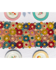 Fleur Raffia Flower Table Runner, Multicolor Flowers Woven Tabletop