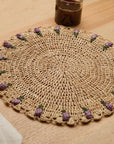 Tulip Floral Placemat – Hand-Crocheted Raffia – Spring Table Decor – Easter Table Setting – Handmade by Artisans in Madagascar