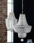 Bella White Wood Chandelier