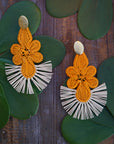 Donna Gold Handwoven Chandelier Earrings - Orange