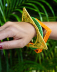 Triple Geometric Handwoven Cuff Bracelet Set