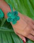 Flower Wrap Handwoven Cuff Bracelet - Green