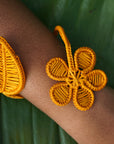Flower Wrap Handwoven Cuff Bracelet - Orange