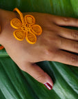 Flower Wrap Handwoven Cuff Bracelet - Orange