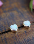 Opal & Gold Heart Stud Earrings