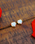 Opal & Gold Heart Stud Earrings