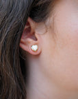 Opal & Gold Heart Stud Earrings