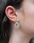Emerald & Diamond Feather Earrings
