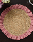Handwoven Raffia Ruffle Placemat – Boho Chic Table Décor – Summer Table Accent
