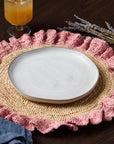 Handwoven Raffia Ruffle Placemat – Boho Chic Table Décor – Summer Table Accent