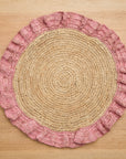 Handwoven Raffia Ruffle Placemat – Boho Chic Table Décor – Summer Table Accent