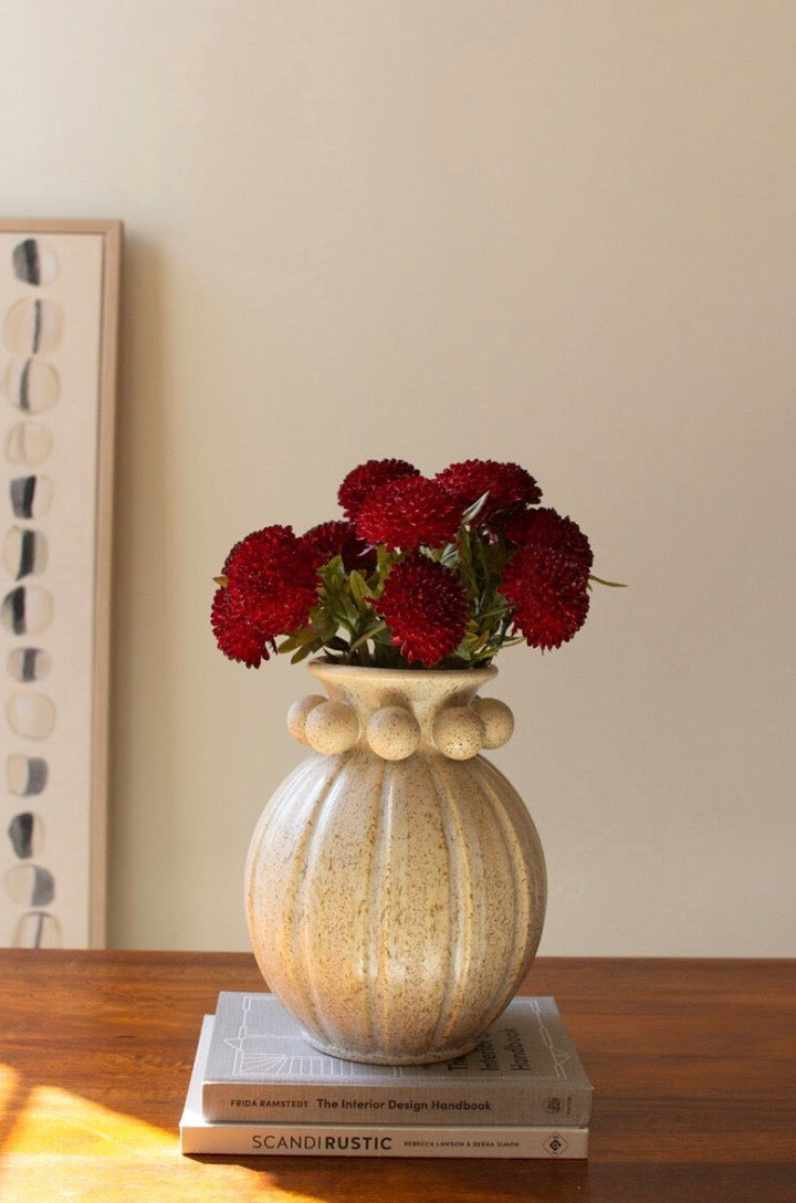 Rustic White Ceramic Urn Vase