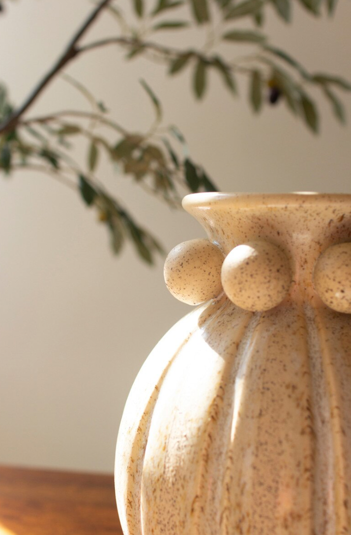 Rustic White Ceramic Urn Vase