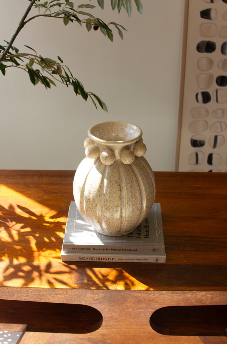 Rustic White Ceramic Urn Vase