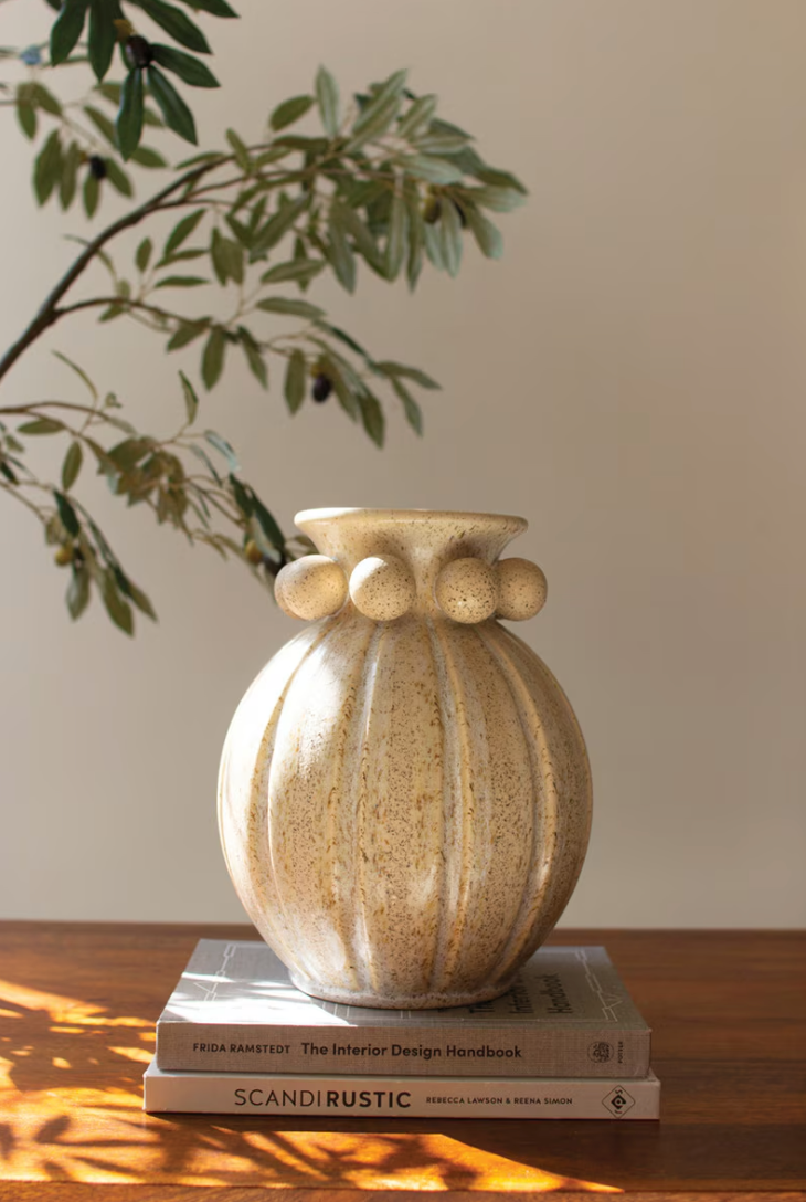 Rustic White Ceramic Urn Vase