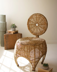 Woven Seagrass and Iron Statement Chair