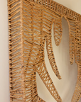 Woven Seagrass and Iron Leaf Wall Panel