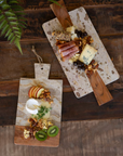 Marble and Acacia Wood Cheese Board with Two Handles