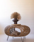 Woven Oval Coffee Table with Open Storage