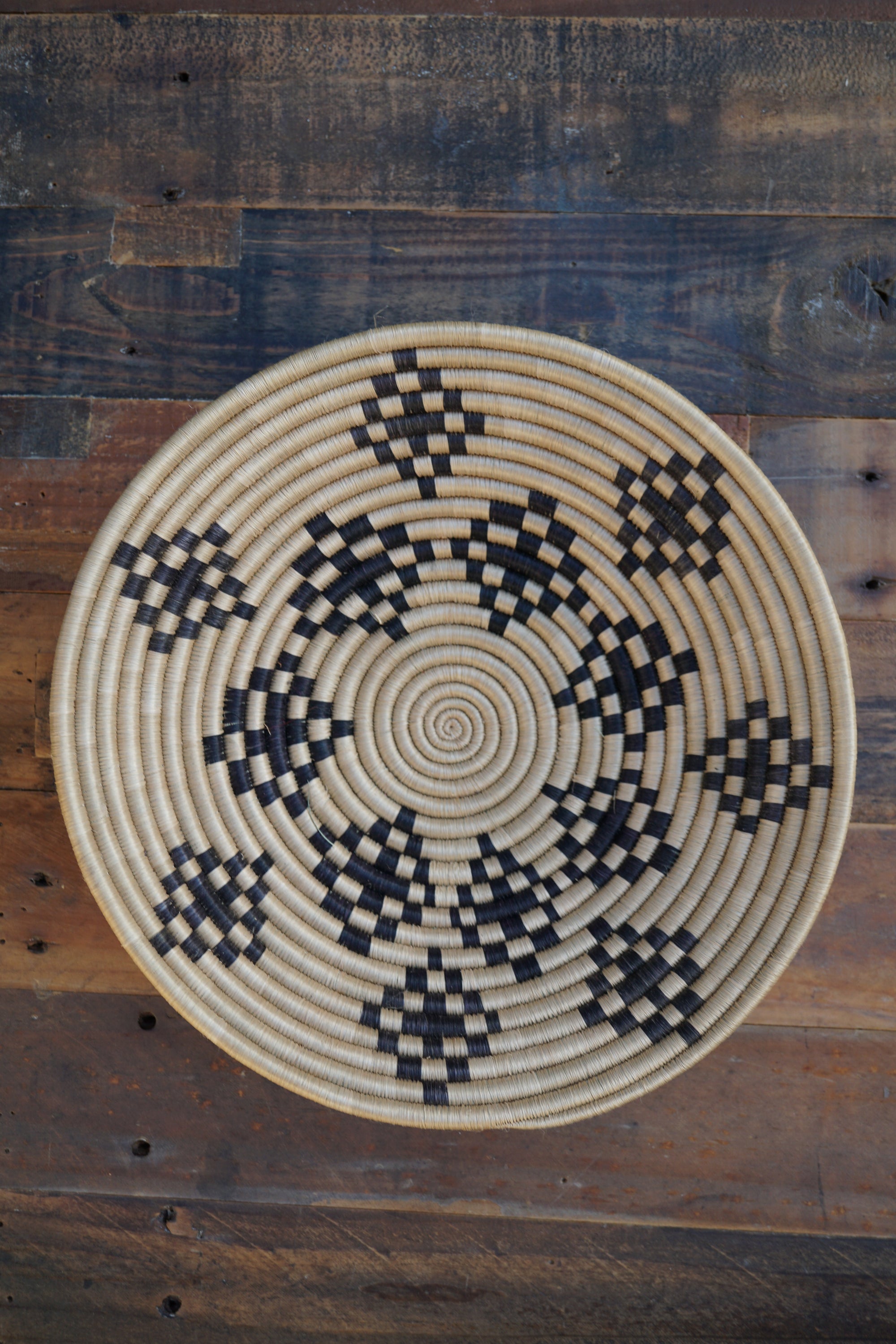 Large Basket - Geometeric Design- Black and Natural