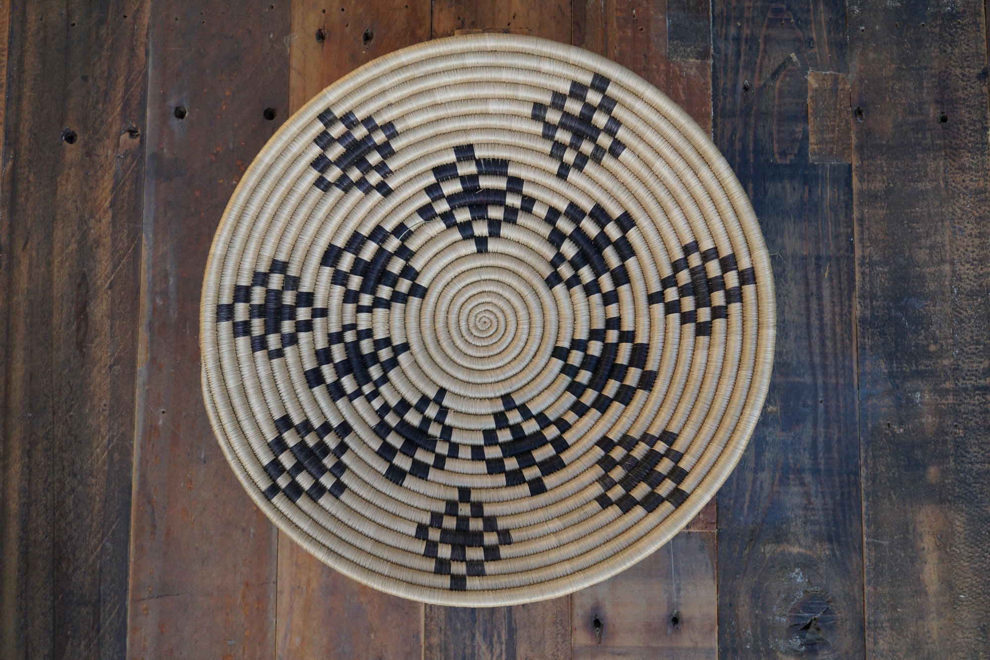 Large Basket - Geometeric Design- Black and Natural