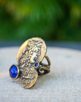 Vintage Old Lapiz Stone Coin Ring