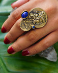 Vintage Old Lapiz Stone Coin Ring