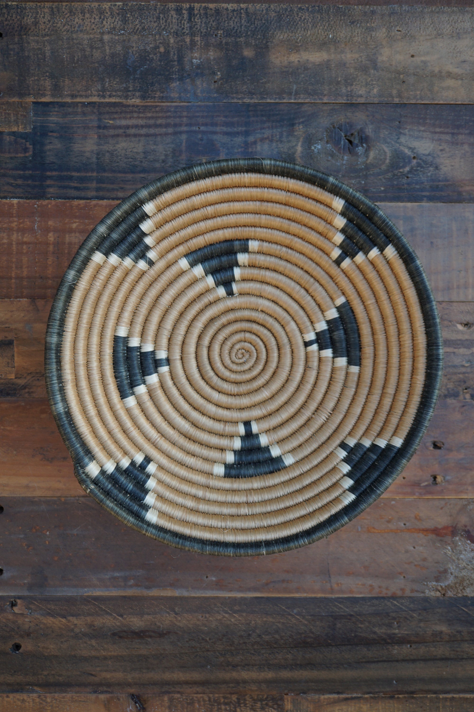 Large Basket - Geometeric Design- Black and Taupe