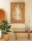 Woven Seagrass and Iron Leaf Wall Panel