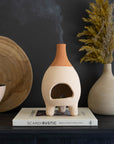 Ivory-Dipped Tabletop Clay Chiminea Incense Burner
