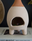 Ivory-Dipped Tabletop Clay Chiminea Incense Burner