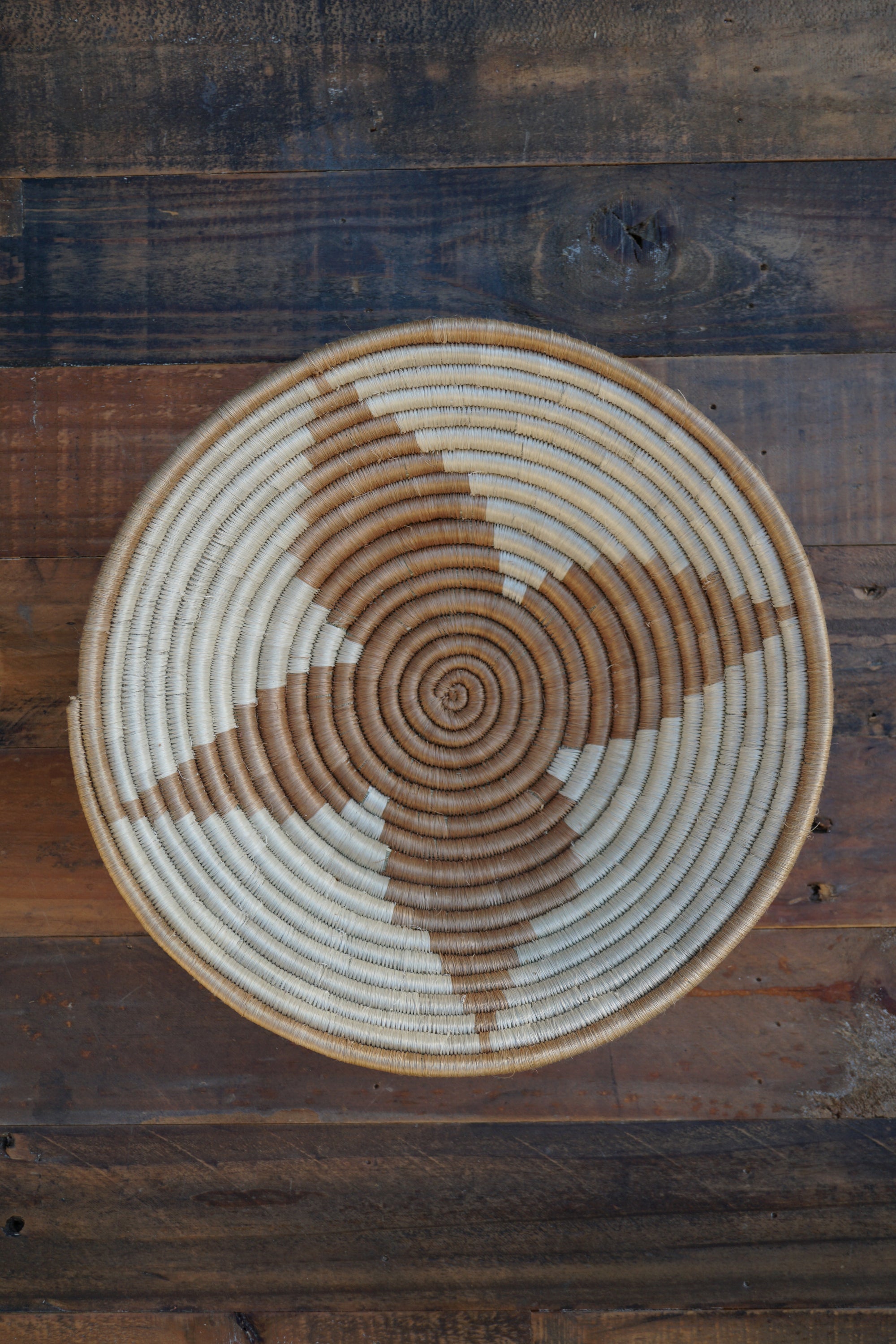 Large Basket - Flower Design- Taupe and Natural