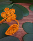 Flower Wrap Handwoven Cuff Bracelet - Orange