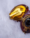 Burnt Red Tiger Eye and Onyx Oval Earrings