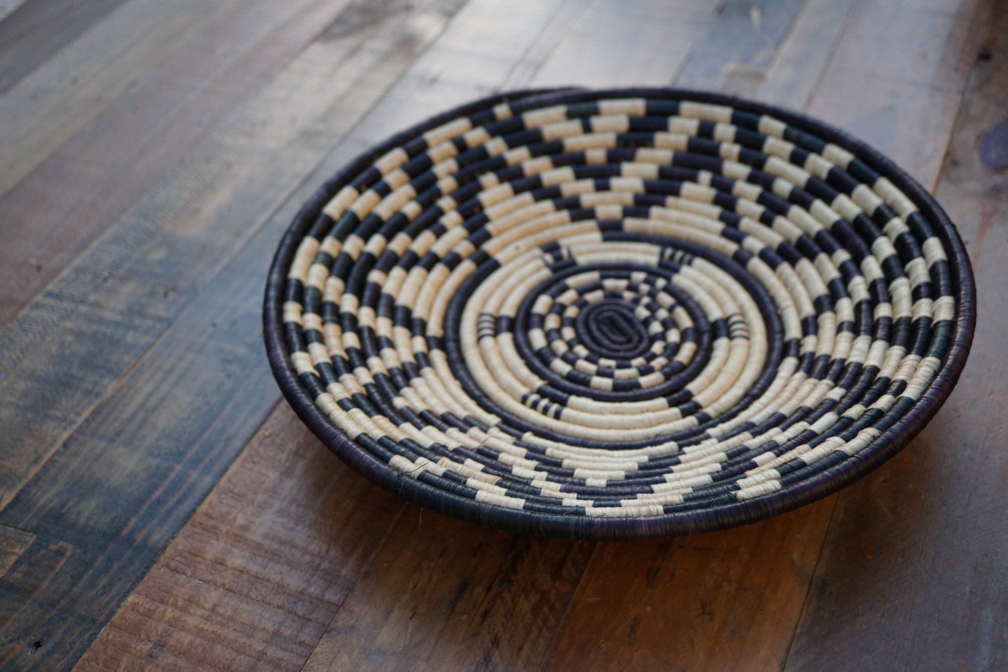 Large Basket - Turtle Design- Black and Natural