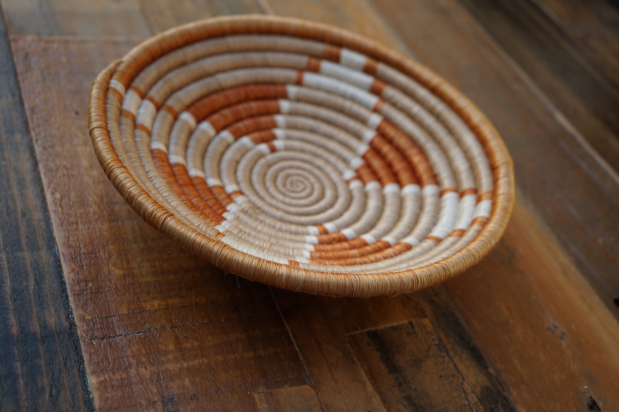 Small Basket - Flower Design- Brick and Taupe