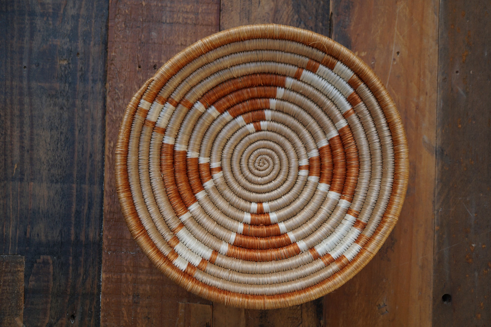 Small Basket - Flower Design- Brick and Taupe