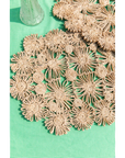 Fleur Raffia Placemat, Natural Color Flowers Woven Tabletop