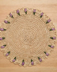 Tulip Floral Placemat – Hand-Crocheted Raffia – Spring Table Decor – Easter Table Setting – Handmade by Artisans in Madagascar