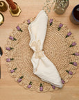 Tulip Floral Placemat – Hand-Crocheted Raffia – Spring Table Decor – Easter Table Setting – Handmade by Artisans in Madagascar