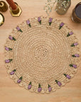 Tulip Floral Placemat – Hand-Crocheted Raffia – Spring Table Decor – Easter Table Setting – Handmade by Artisans in Madagascar