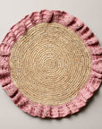 Handwoven Raffia Ruffle Placemat – Boho Chic Table Décor – Summer Table Accent