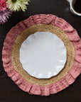 Handwoven Raffia Ruffle Placemat – Boho Chic Table Décor – Summer Table Accent