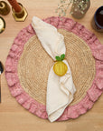 Handwoven Raffia Ruffle Placemat – Boho Chic Table Décor – Summer Table Accent