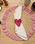 Handwoven Raffia Ruffle Placemat – Boho Chic Table Décor – Summer Table Accent