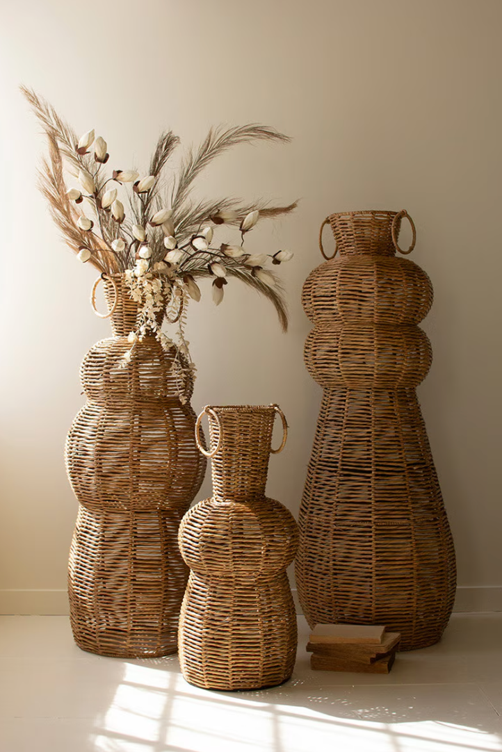 Shop Monde Woven Seagrass and Iron Floor Vases