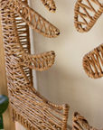 Woven Seagrass and Iron Leaf Wall Panel