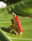 Gold Plated Brass Coral Ring
