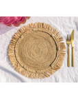Round Raffia Placemat with Fringe Edge