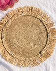 Round Raffia Placemat with Fringe Edge